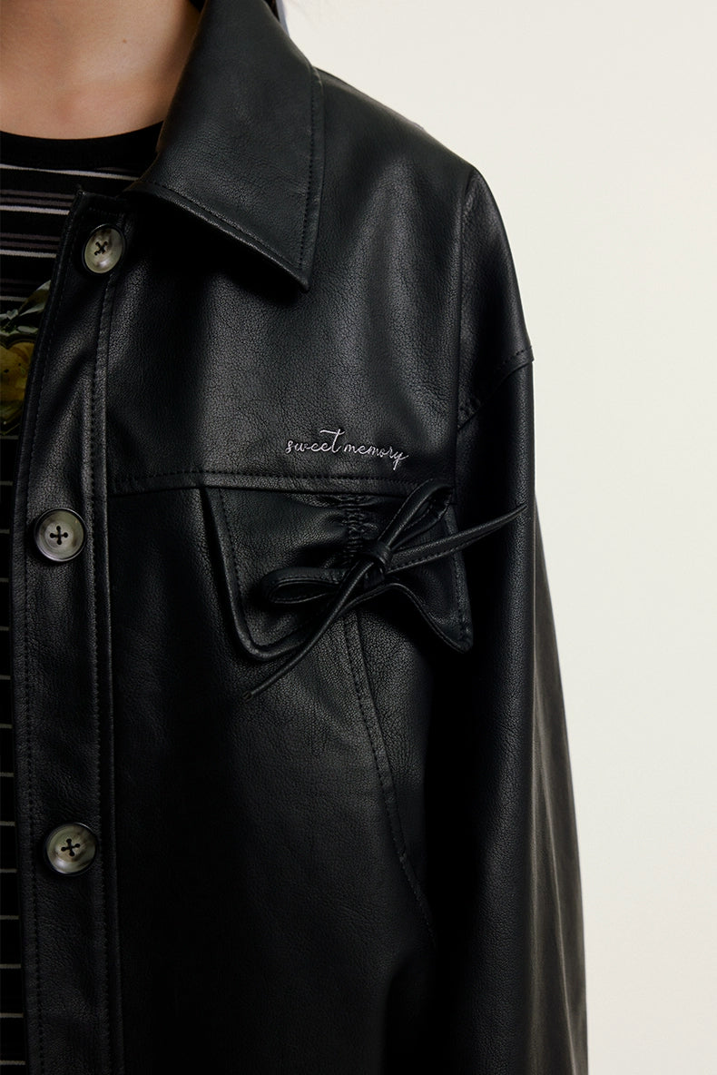 Bow Leather Jacket